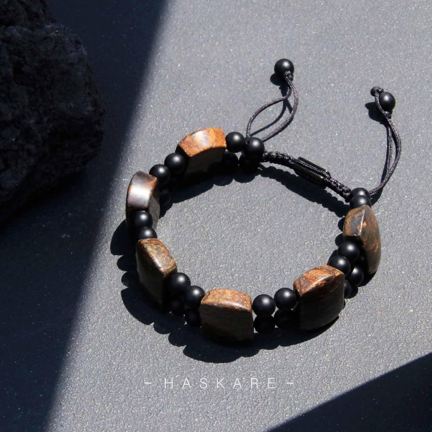 8"Bronzite Onyx Beaded Bracelet
