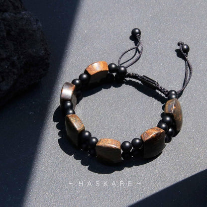 8"Bronzite Onyx Beaded Bracelet
