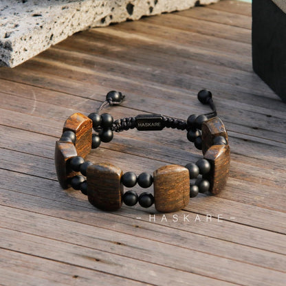 8"Bronzite Onyx Beaded Bracelet