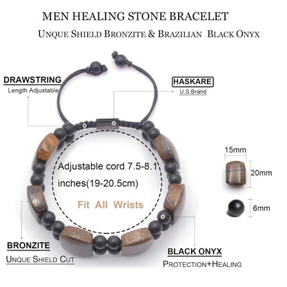 8"Bronzite Onyx Beaded Bracelet