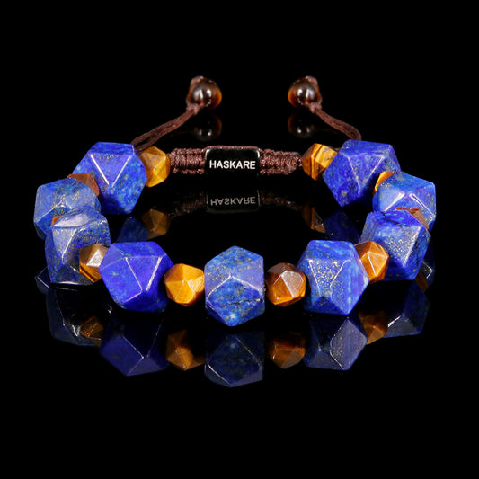 Yellow Tiger Green Gold Polyhedral Bracelet