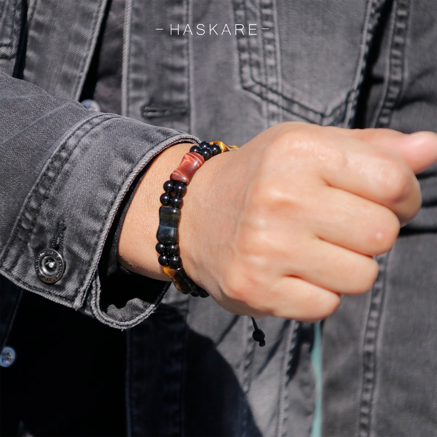 8.5"Multicolored Tiger Eye Durable Wire Bracelet