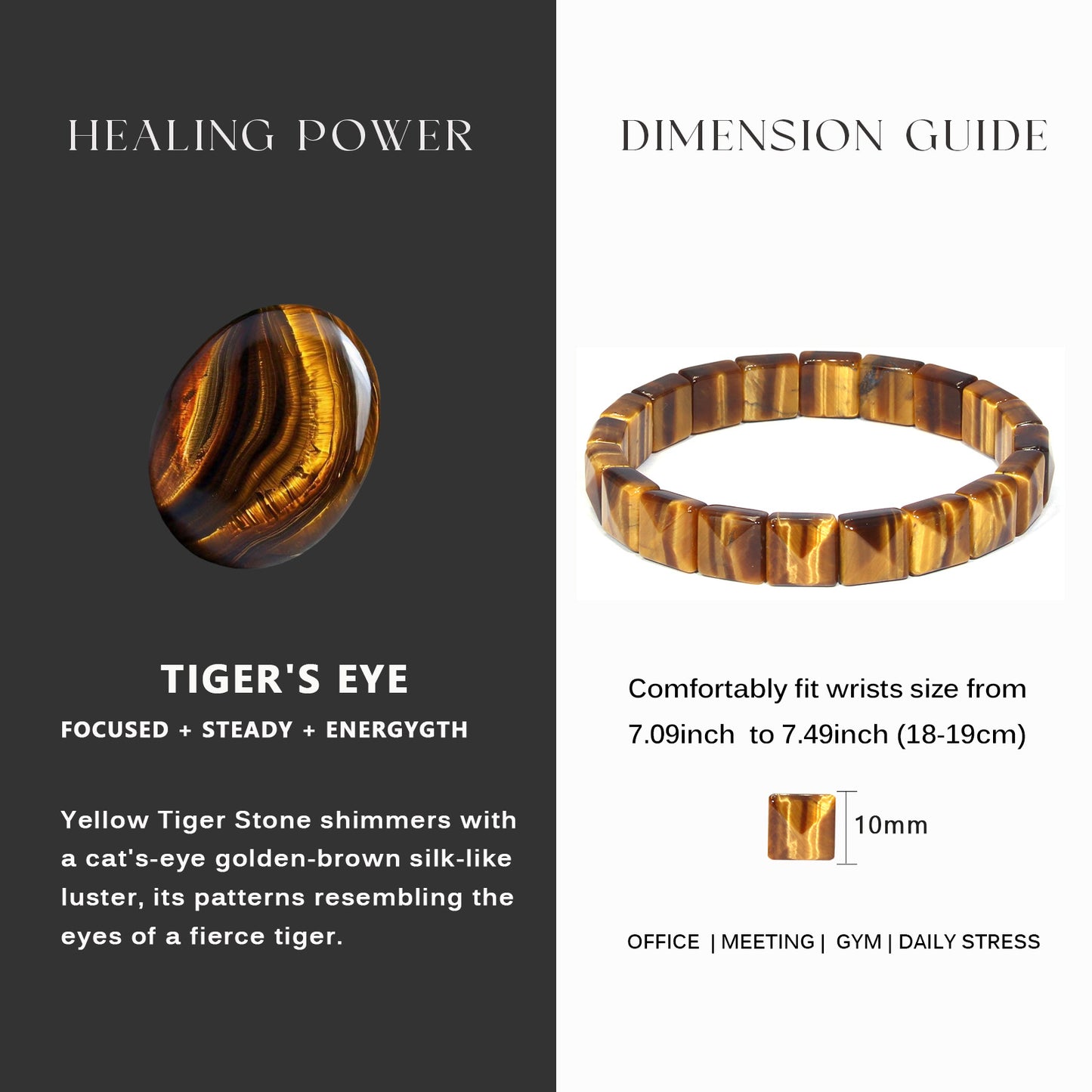 Yellow Tiger Small Square Bracelet