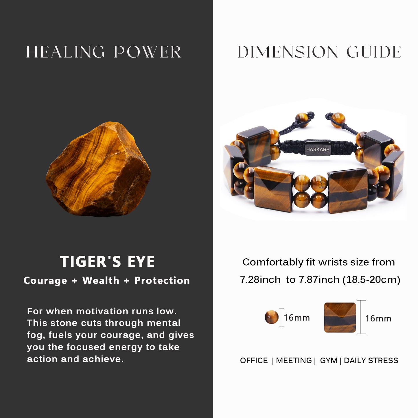 Tiger Eye Square Flated Bead Bracelet