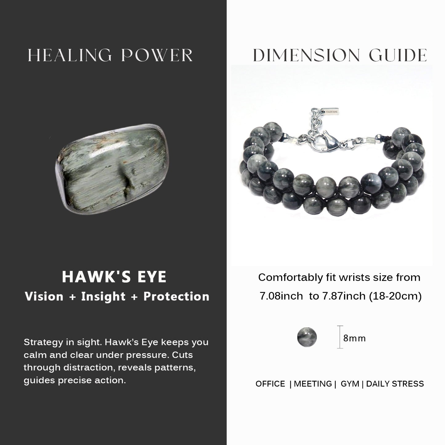 Mens Hawk Eye Bracelet 7.5"