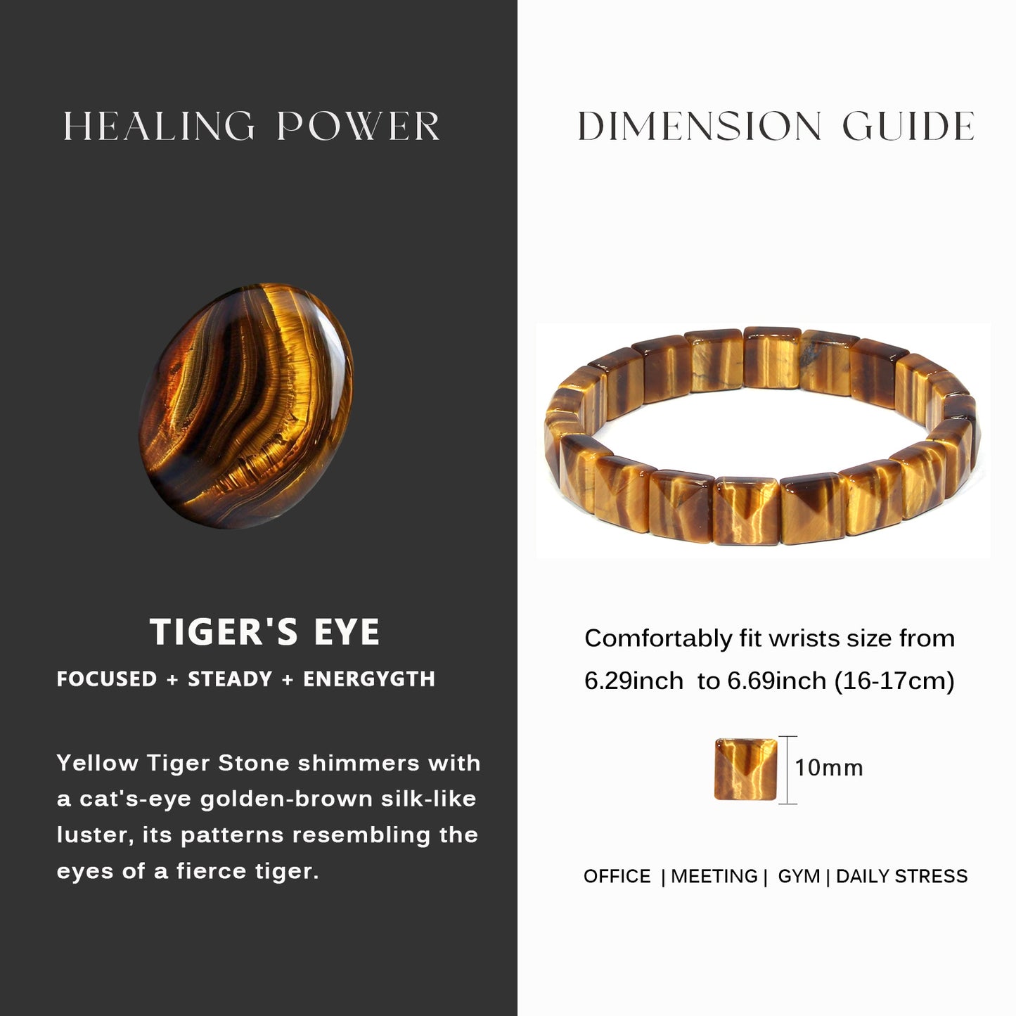 Yellow Tiger Small Square Bracelet