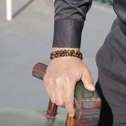 8"Tigers Eye Matt Onyx Bracelet