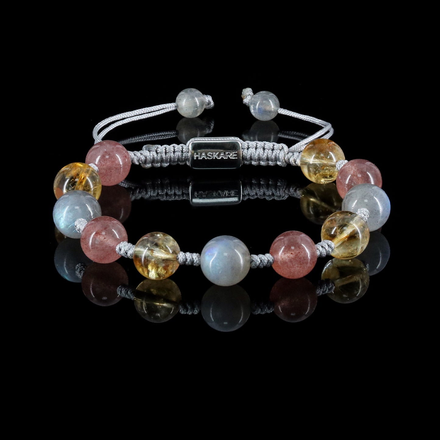 Citrine, Strawberry Quartz, and Tourmaline Bracelet