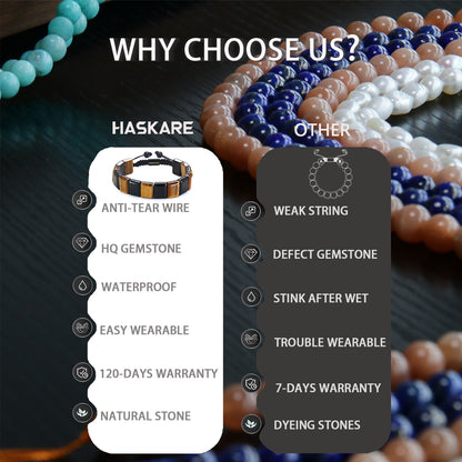 Handmade Tiger Eye Obsidian Flatbead Bracelet 7.5"