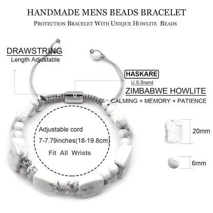 7.5"Men Howlite Beaded Bracelets