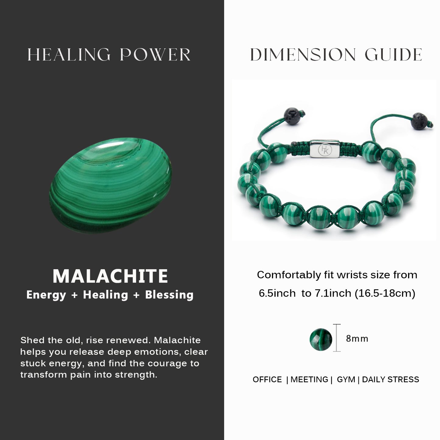Malachite Beads Bracelet (8mm)