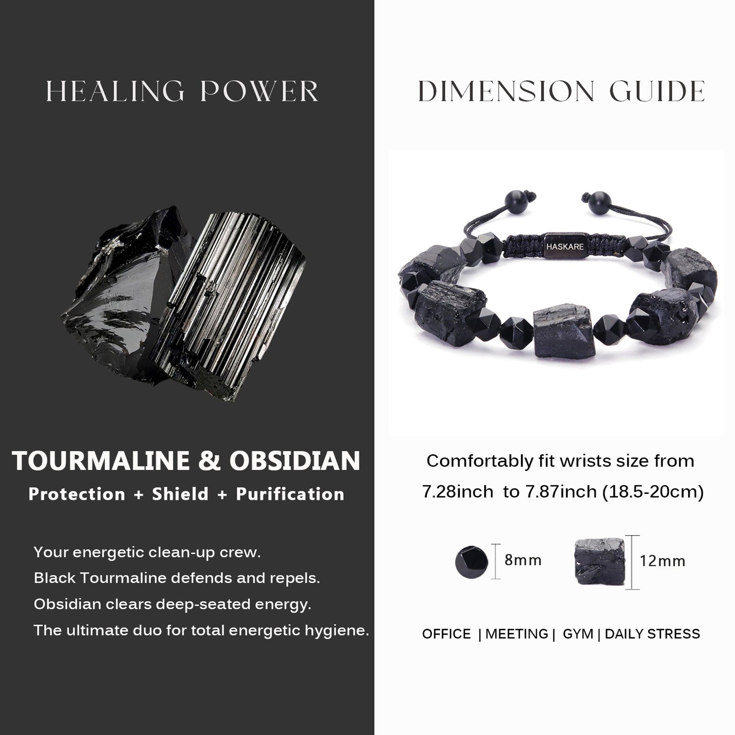 Raw Black Tourmaline Obsidian Bracelet