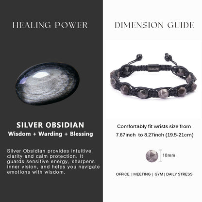 Silver Obsidian Multi-facted Bracelet