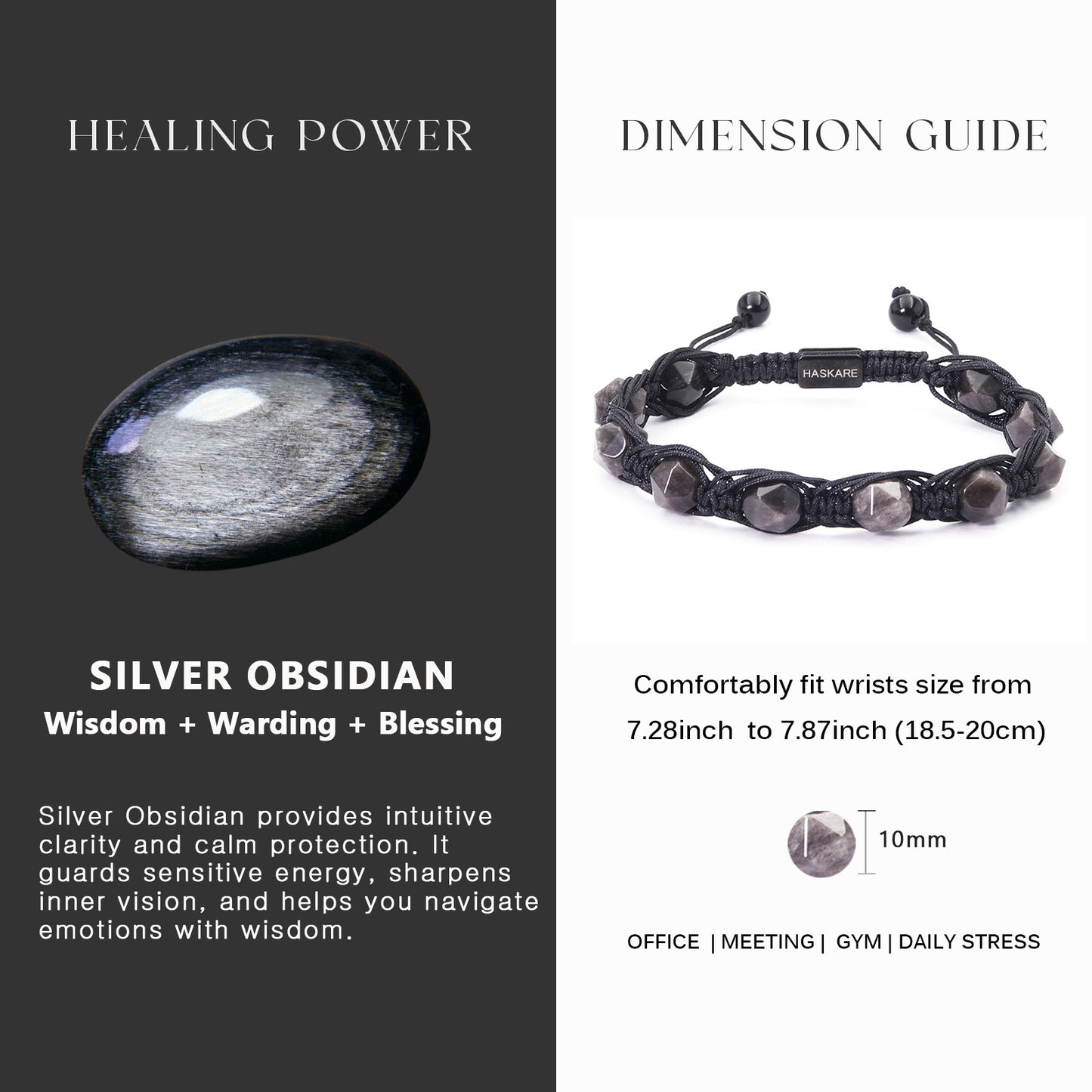Silver Obsidian Multi-facted Bracelet