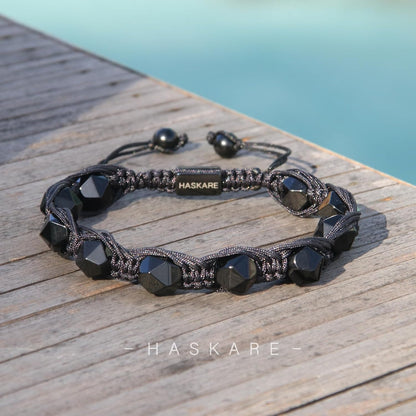 Obsidian Faceted Beaded Bracelet