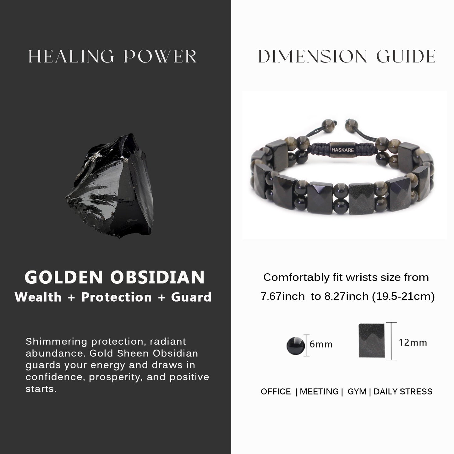 Golden Obsidian Flatbead Track Bracelet