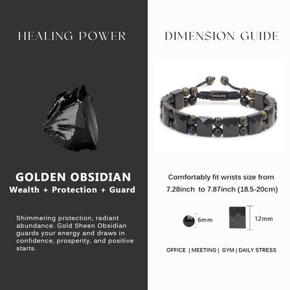 Golden Obsidian Flatbead Track Bracelet