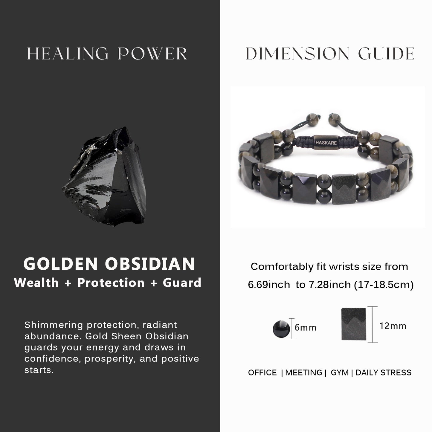 Golden Obsidian Flatbead Track Bracelet