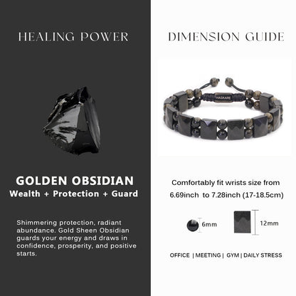 Golden Obsidian Flatbead Track Bracelet