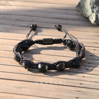 Obsidian Faceted Beaded Bracelet