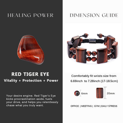 Red Tiger Square Flat Head Beaded Bracelet