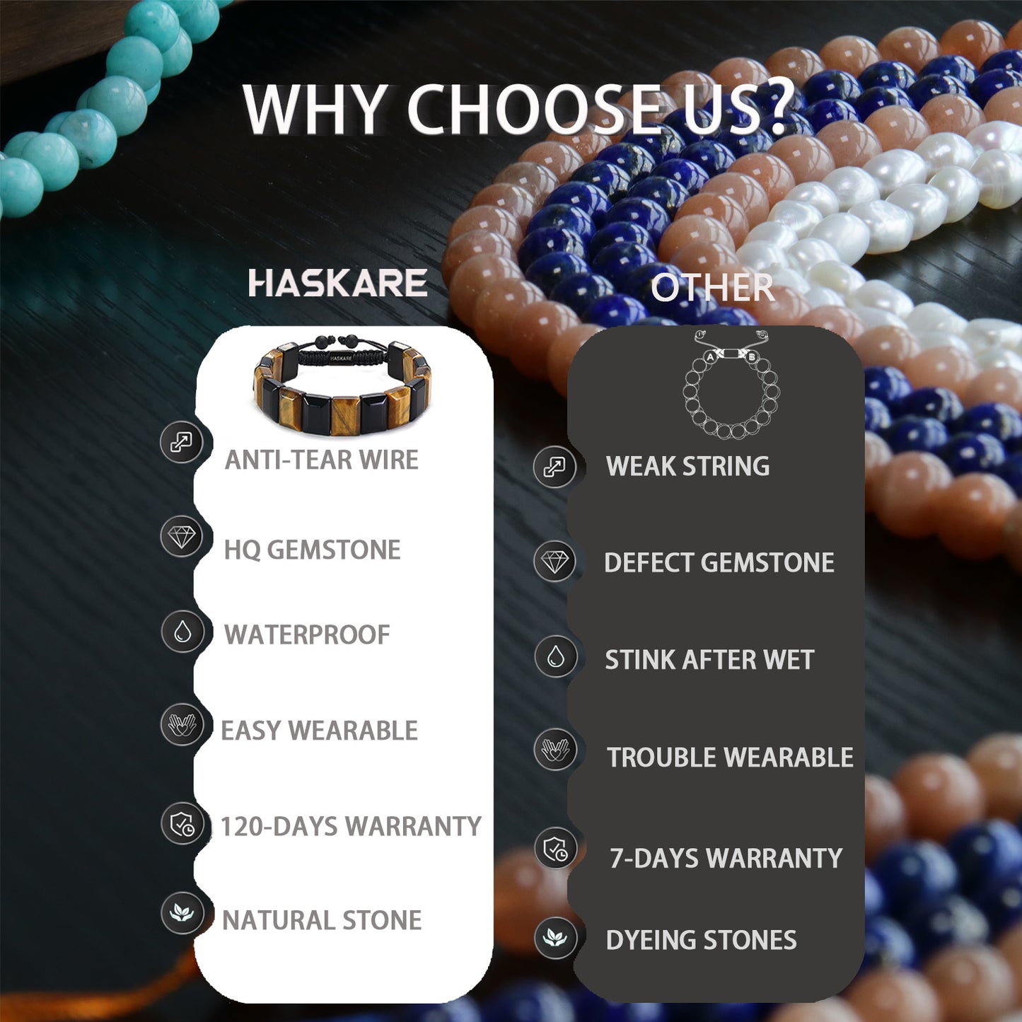 Handmade Tiger Eye Obsidian Flatbead Bracelet 8"