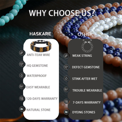 Handmade Tiger Eye Obsidian Flatbead Bracelet 8"