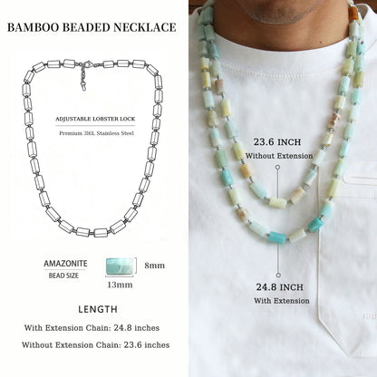 Blue Amazonite Stone Necklaces (23.6-24.8 inches)