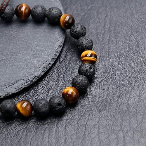 Lava Tiger Eye Cross Bracelet (8mm)