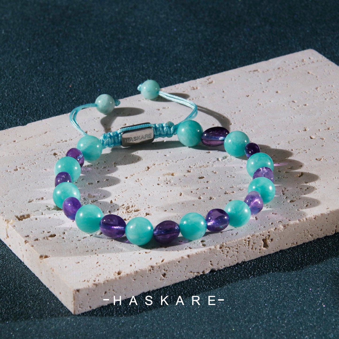 Amazonite & Amethyst Mix Bead Bracelet (8mm)