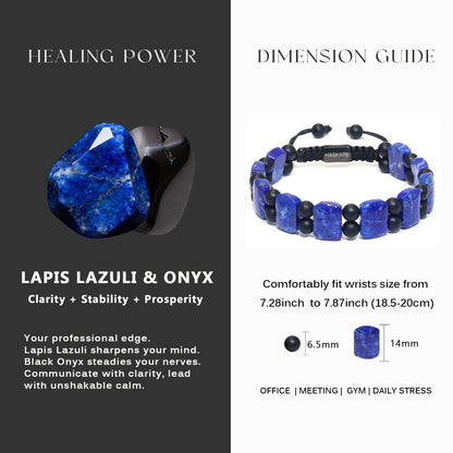Shield Lapis Lazuli Black Onyx Bracelet 7"