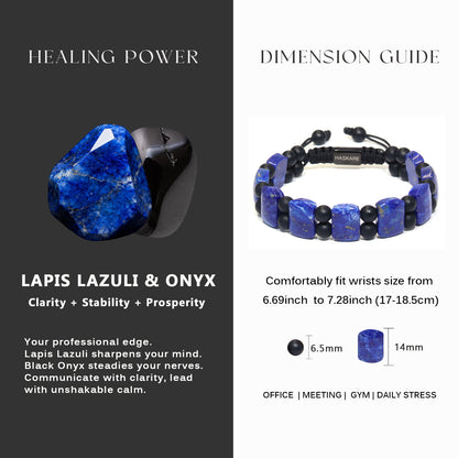 Shield Lapis Lazuli Black Onyx Bracelet 7"