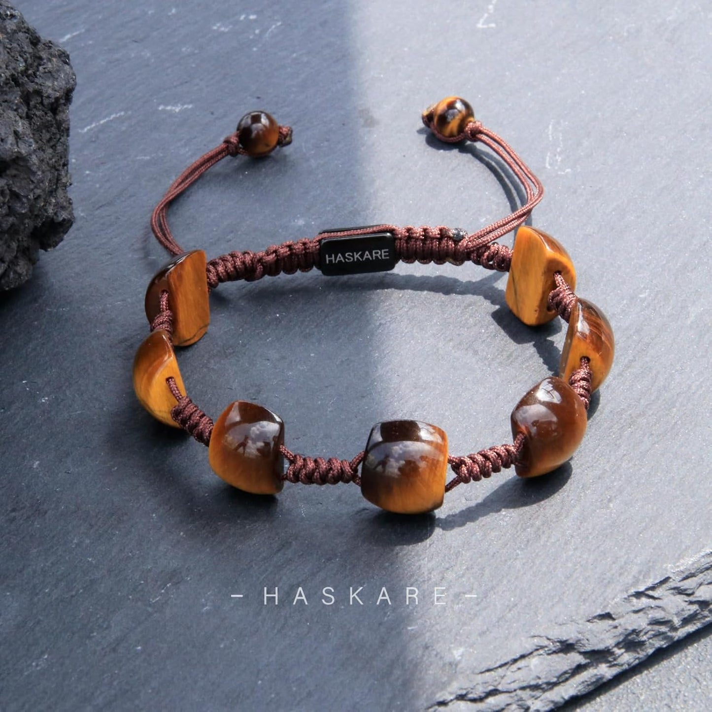 Yellow Tiger Half Moon Beaded Bracelet