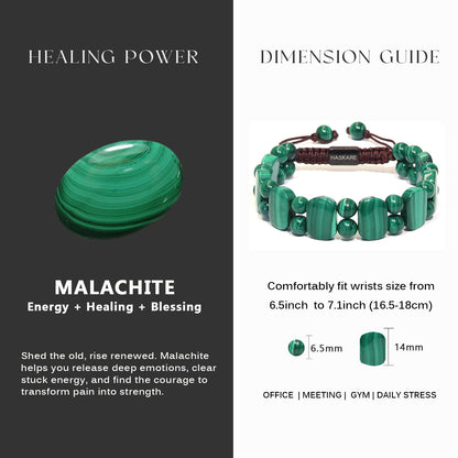 Shield Malachite Bead Bracelet