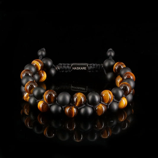 Tiger Eye & Onyx Beaded Bracelet Stacked (8mm)