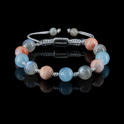 Amethyst, Strawberry Quartz, and Clear Quartz Bracelet