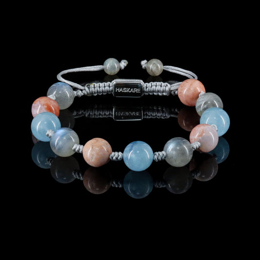 Amethyst, Strawberry Quartz, and Clear Quartz Bracelet