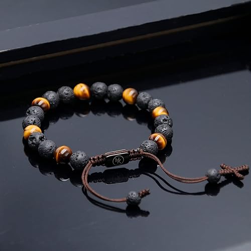 Lava Tiger Eye Cross Bracelet (8mm)