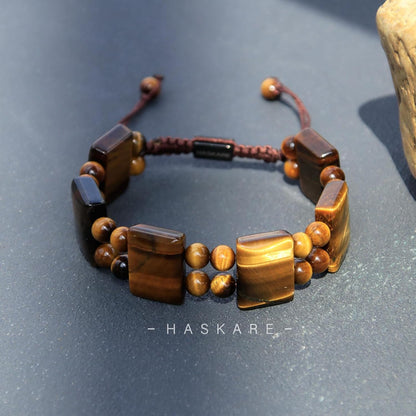 Yellow Tiger Square Beaded Bracelet