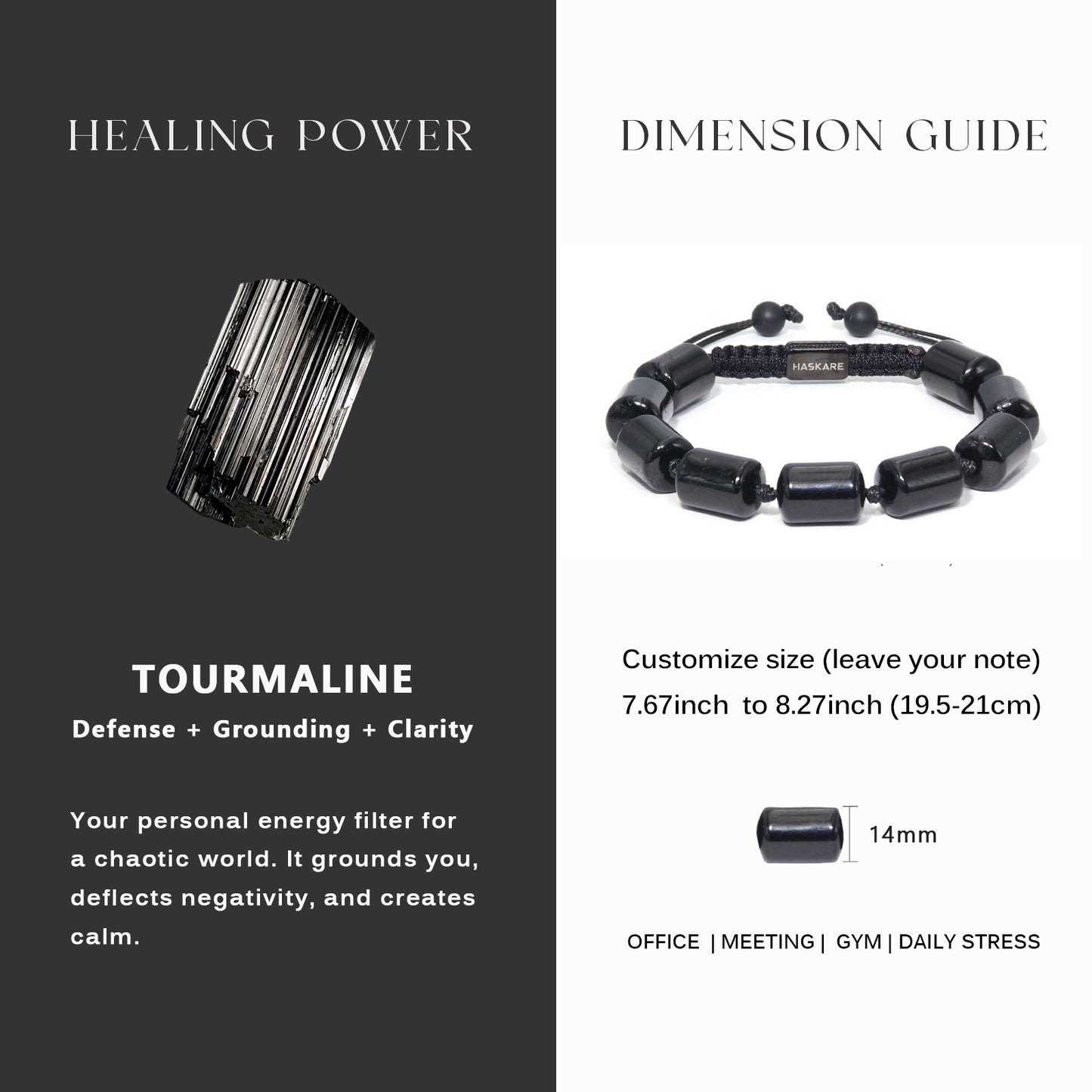 Black Tourmaline Bamboo-Knot Bracelet