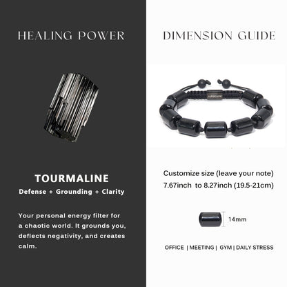 Black Tourmaline Bamboo-Knot Bracelet