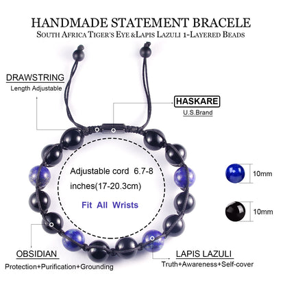 Lapis Lazuli & Obsidian Bracelet (10mm)