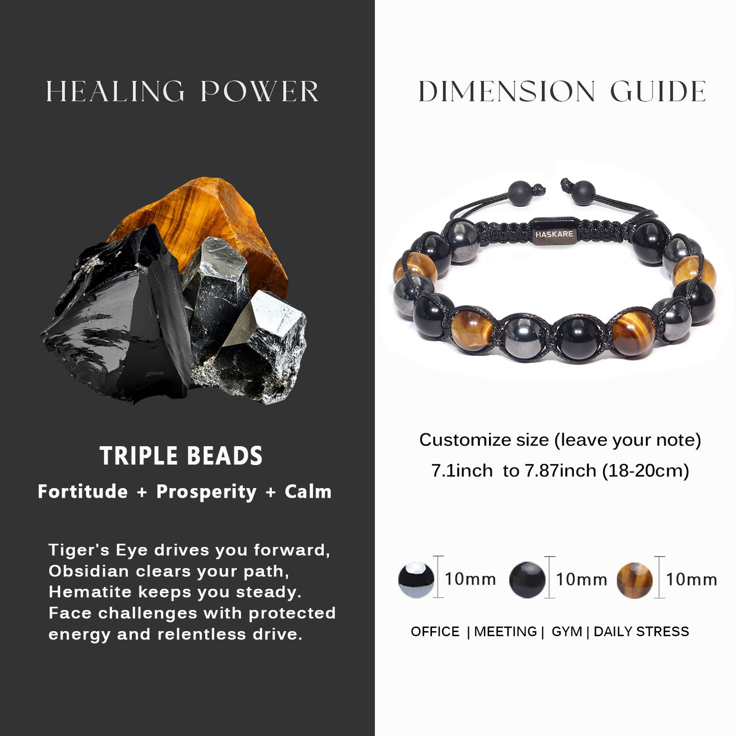 Three Beads Single Row Bracelet