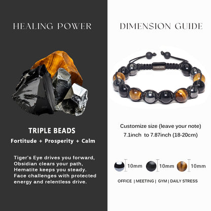Three Beads Single Row Bracelet
