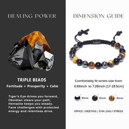 Triple Protection Cross Beads Bracelet