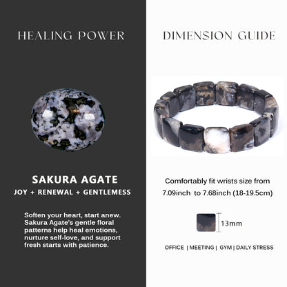 Square Sakura Agate Bracelet