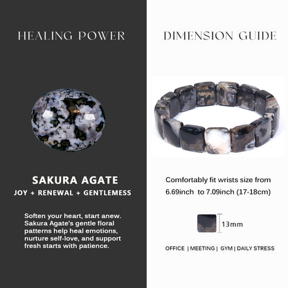 Square Sakura Agate Bracelet