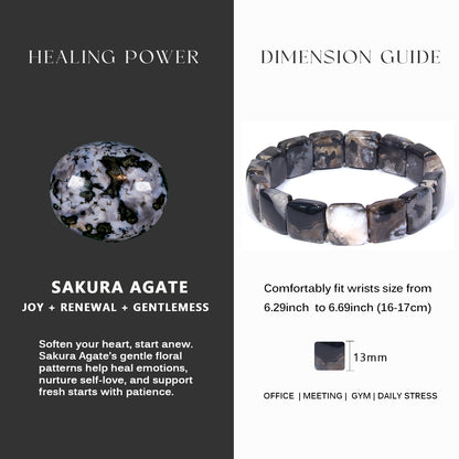 Square Sakura Agate Bracelet