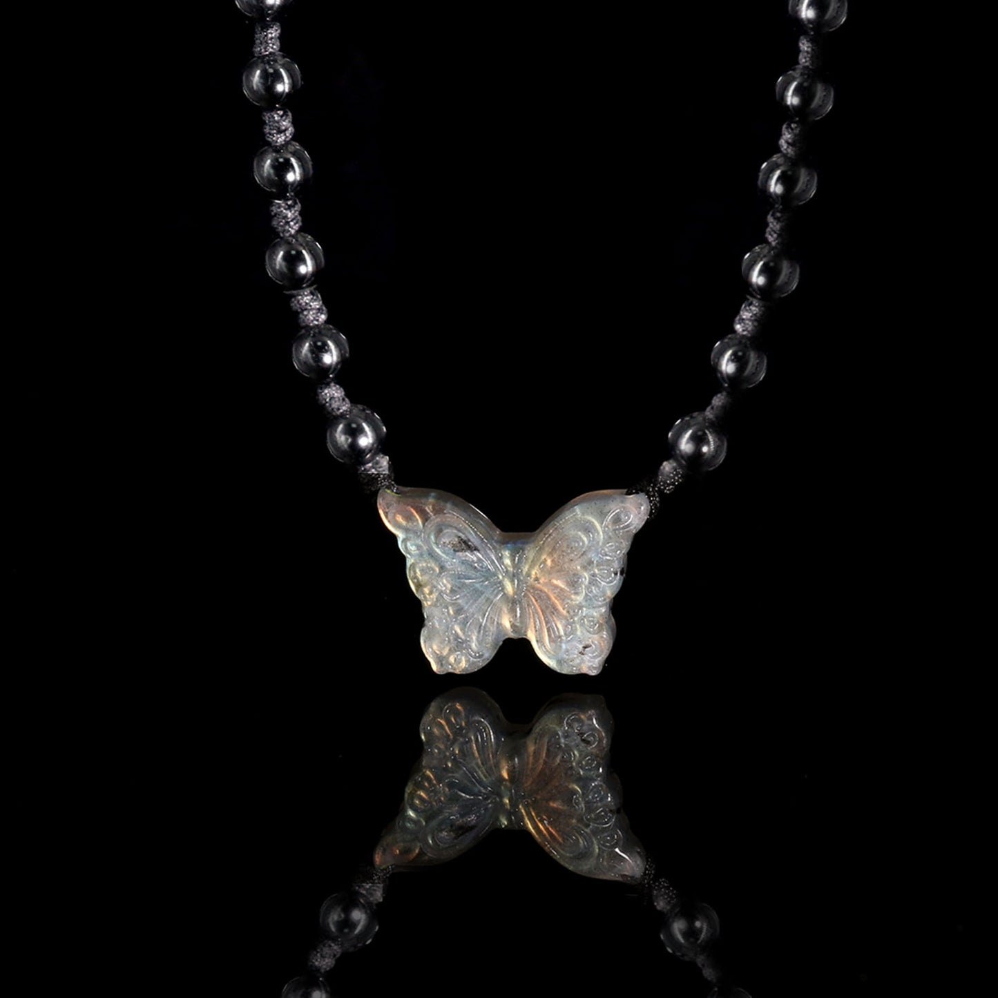 Lapis Lazuli Butterfly Pendant Bead Necklace