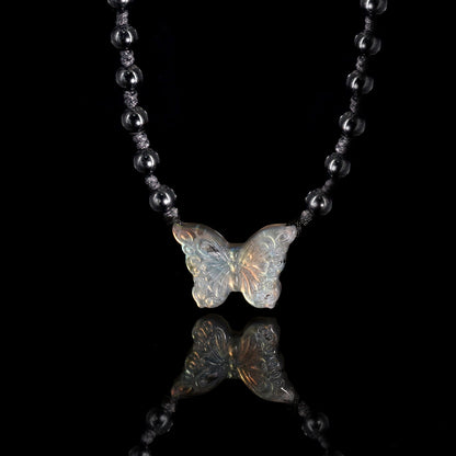Lapis Lazuli Butterfly Pendant Bead Necklace
